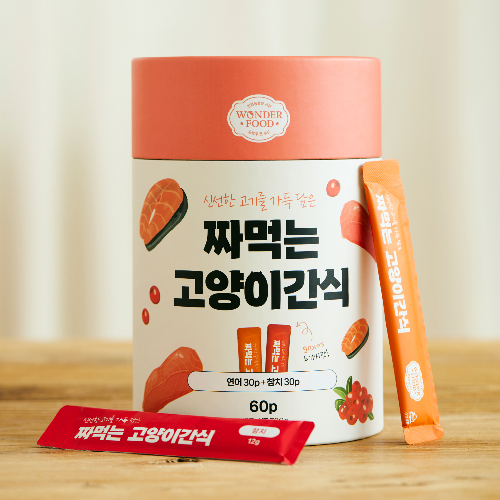 4+1 원더푸드 짜먹는 고양이 간식 츄르타입 닭+연어+참치 60p 이미지 8