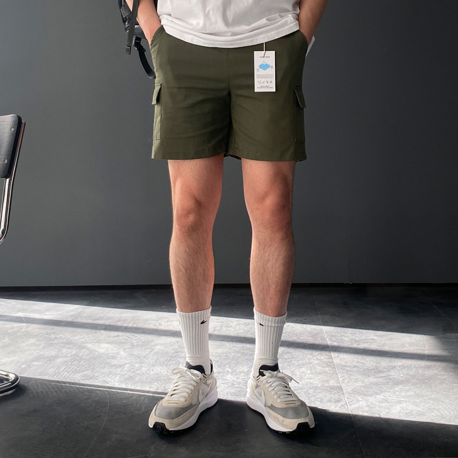 카고반바지 남자린넨반바지 흰색반바지 - 상세 이미지 4