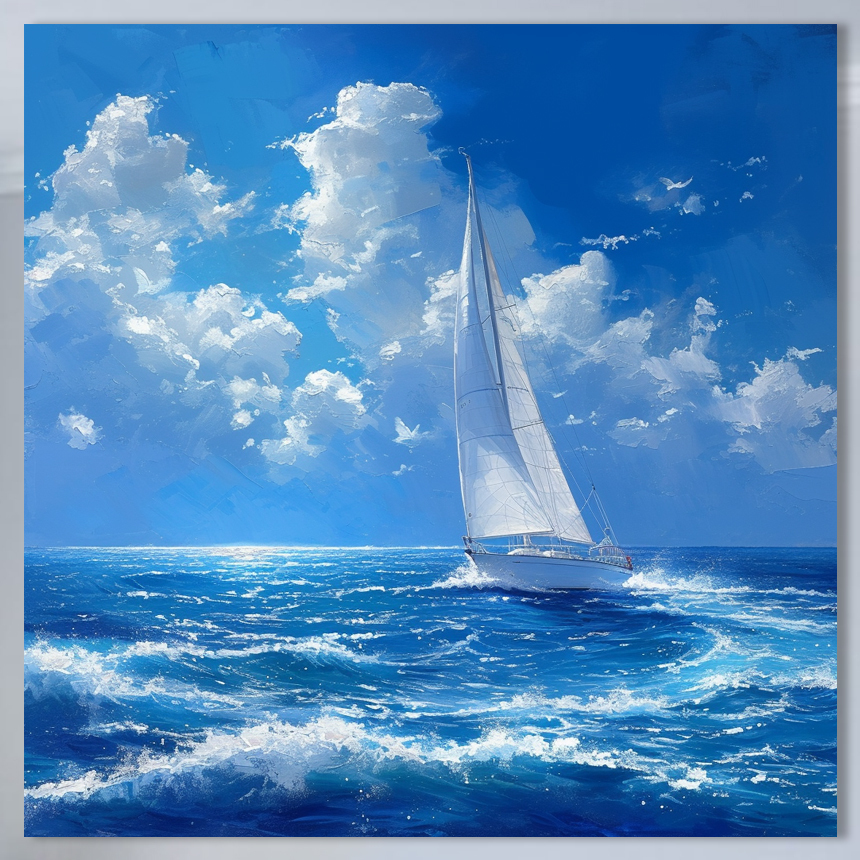 상상파도 45cm x 45cm 캔버스액자 바다그림 풍경화 - 상세 이미지 2