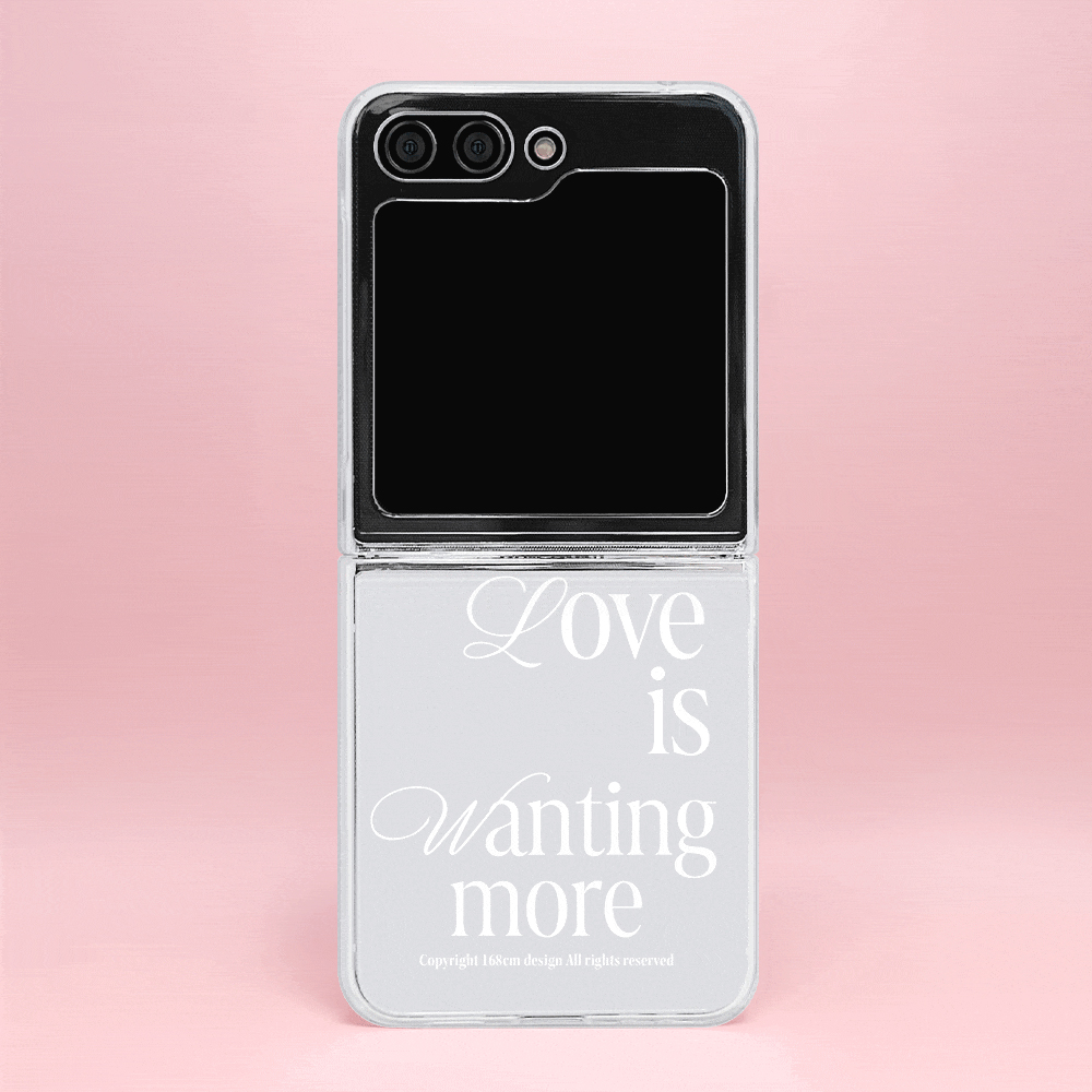 갤럭시 Z플립5 케이스 투명 하드 커플 Love is 레드 - 상세 이미지 2