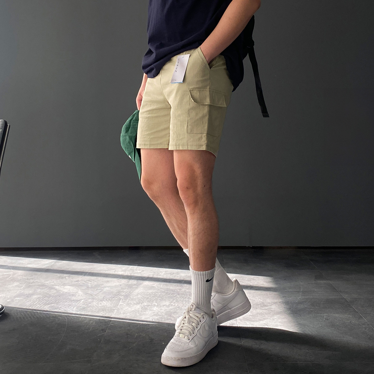 카고반바지 남자린넨반바지 흰색반바지 - 상품 이미지