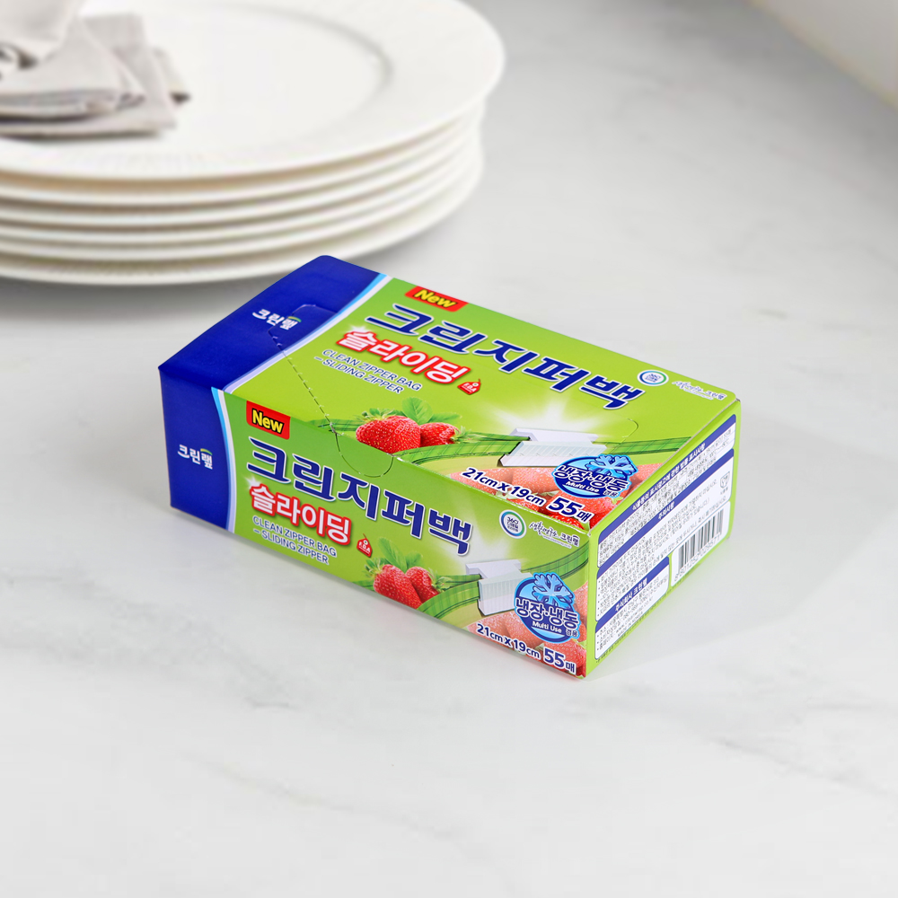 크린랩 대용량 슬라이딩 지퍼백 소(21x19) 55매입 - 상품 이미지