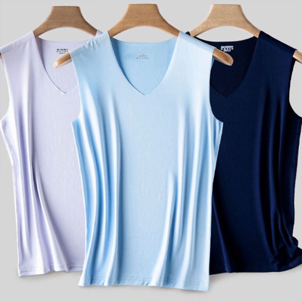 L-5XL 남성 나시 티셔츠 여름 시원한 기능성 티 민소매 남자 집에서 입는 쿨 빅사이즈 - 상품 이미지