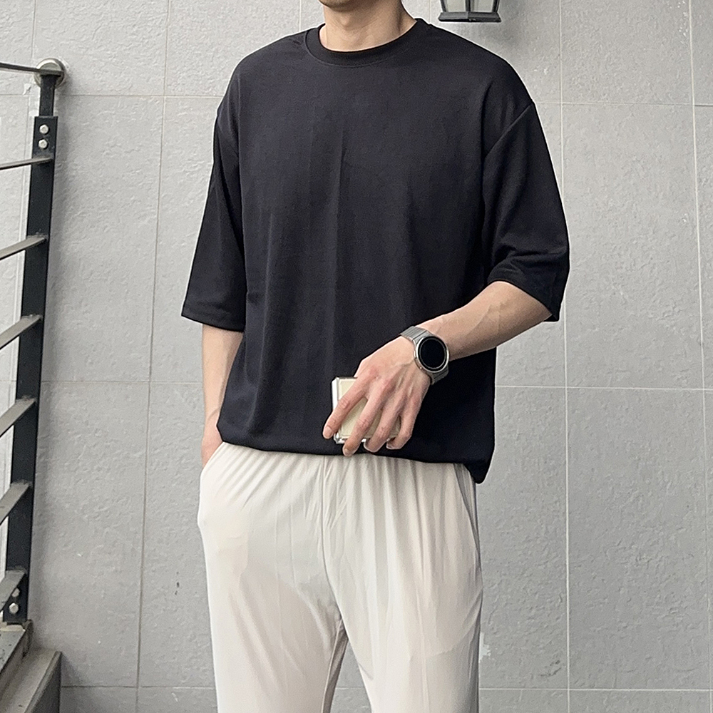 남자 칠부티 오버핏 빅사이즈 커플 남자 반팔티 - 상세 이미지 4