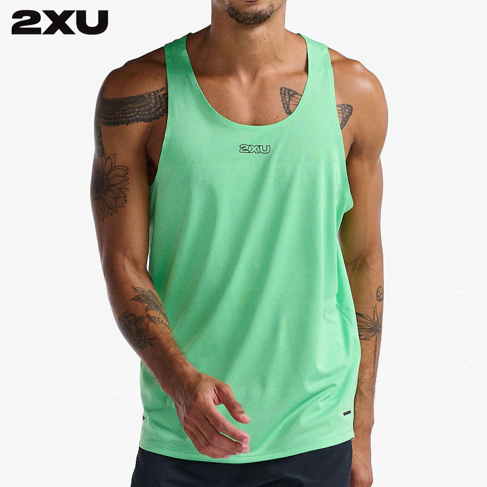 2XU 남자 싱글렛 마라톤 런닝 민소매 티셔츠 라이트스피드테크 MR7151A_SPG-BRF - 상품 이미지