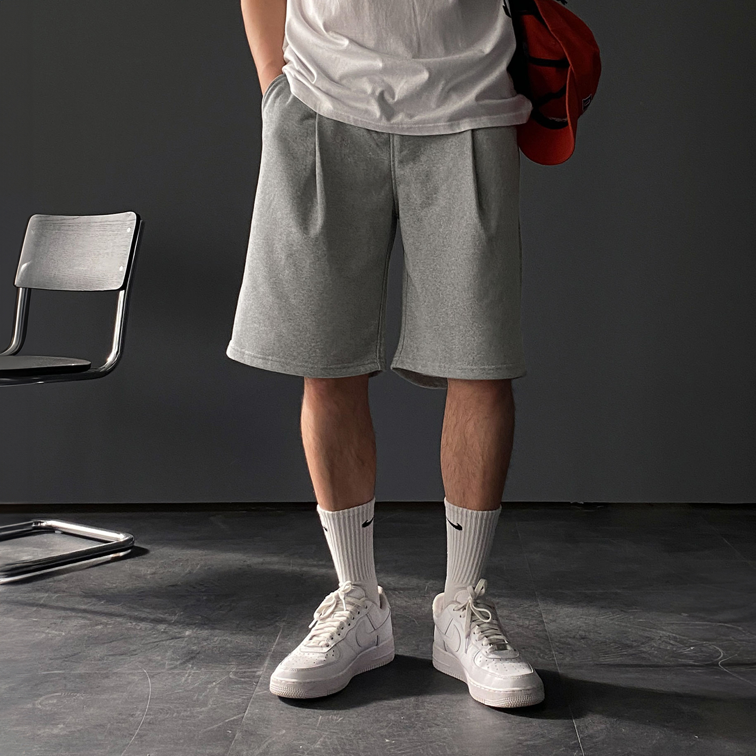 남자버뮤다팬츠 회색반바지 6부반바지 - 상품 이미지