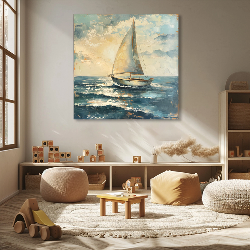 상상파도 45cm x 45cm 캔버스액자 바다그림 풍경화 - 상세 이미지 4
