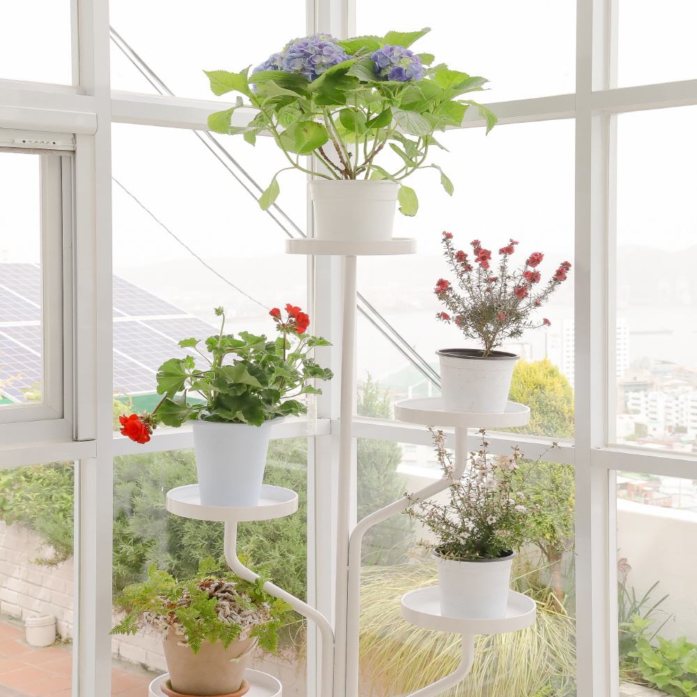 홈글림 철제 화분진열대 화분거치 받침대 5단 행거형 트리 이동식 - 상세 이미지 4