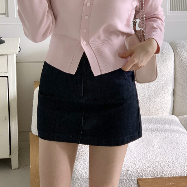 (만능코디템데일리필수템) 루진 세미 A라인 하이웨스트 데님 미니 스커트 sk6846 - 메인 이미지