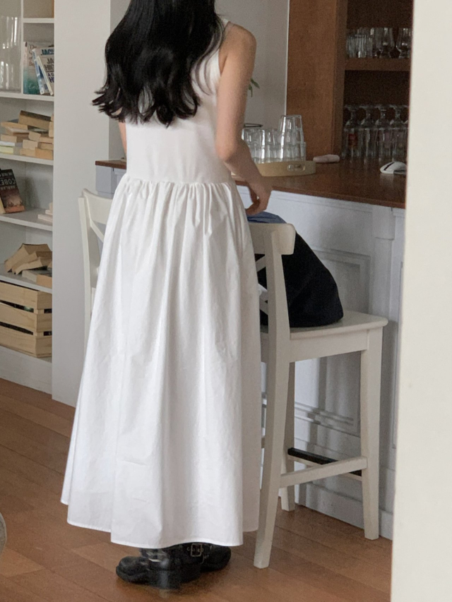 裏地付き] インナーレイヤードノースリーブロングワンピース(2c