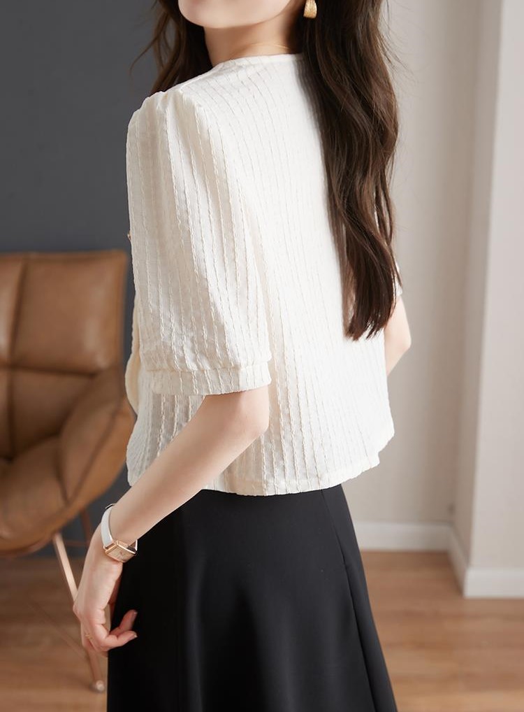 여자여자몰 사각단추 보들촉감 숏반팔자켓 블라우스대용 편한여름자켓 브이넥 이미지 6