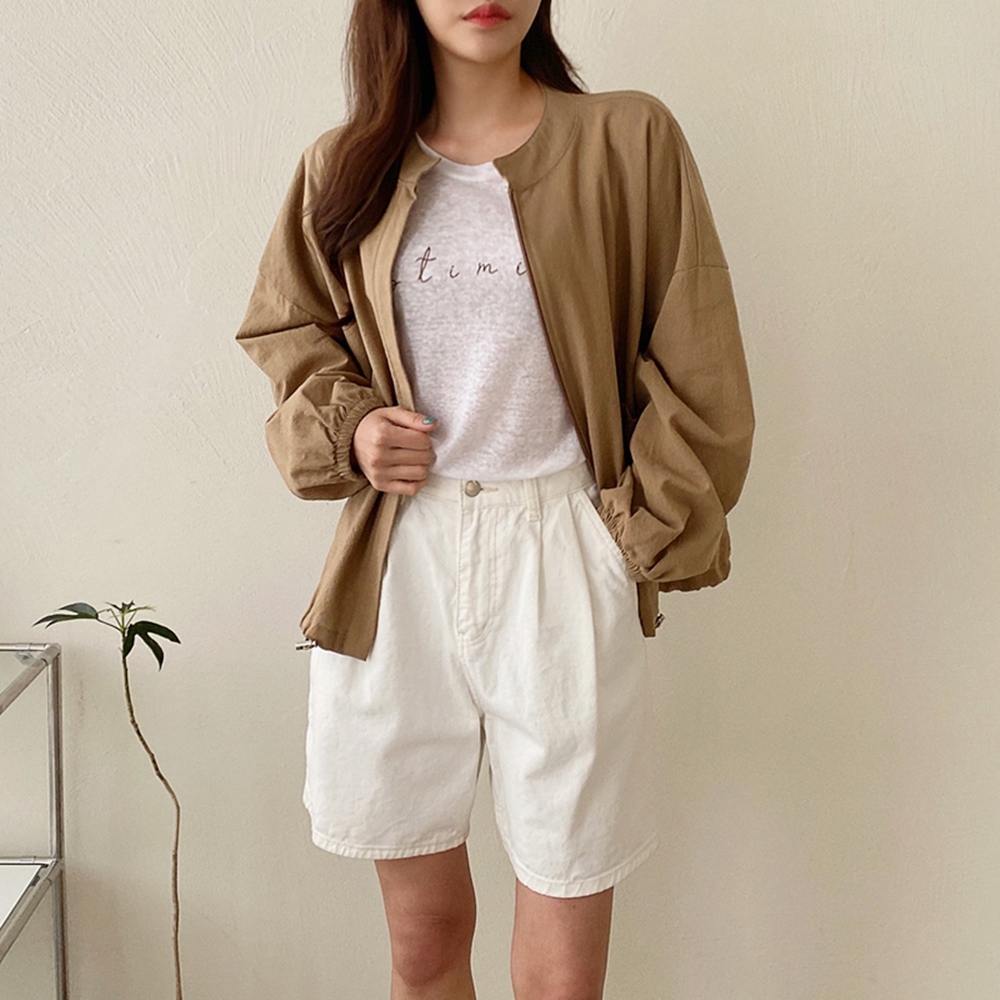 여름 여성 바람막이점퍼 린넨 스트링 여름 간절기 오버핏 야상점퍼 아우터 - 상세 이미지 4