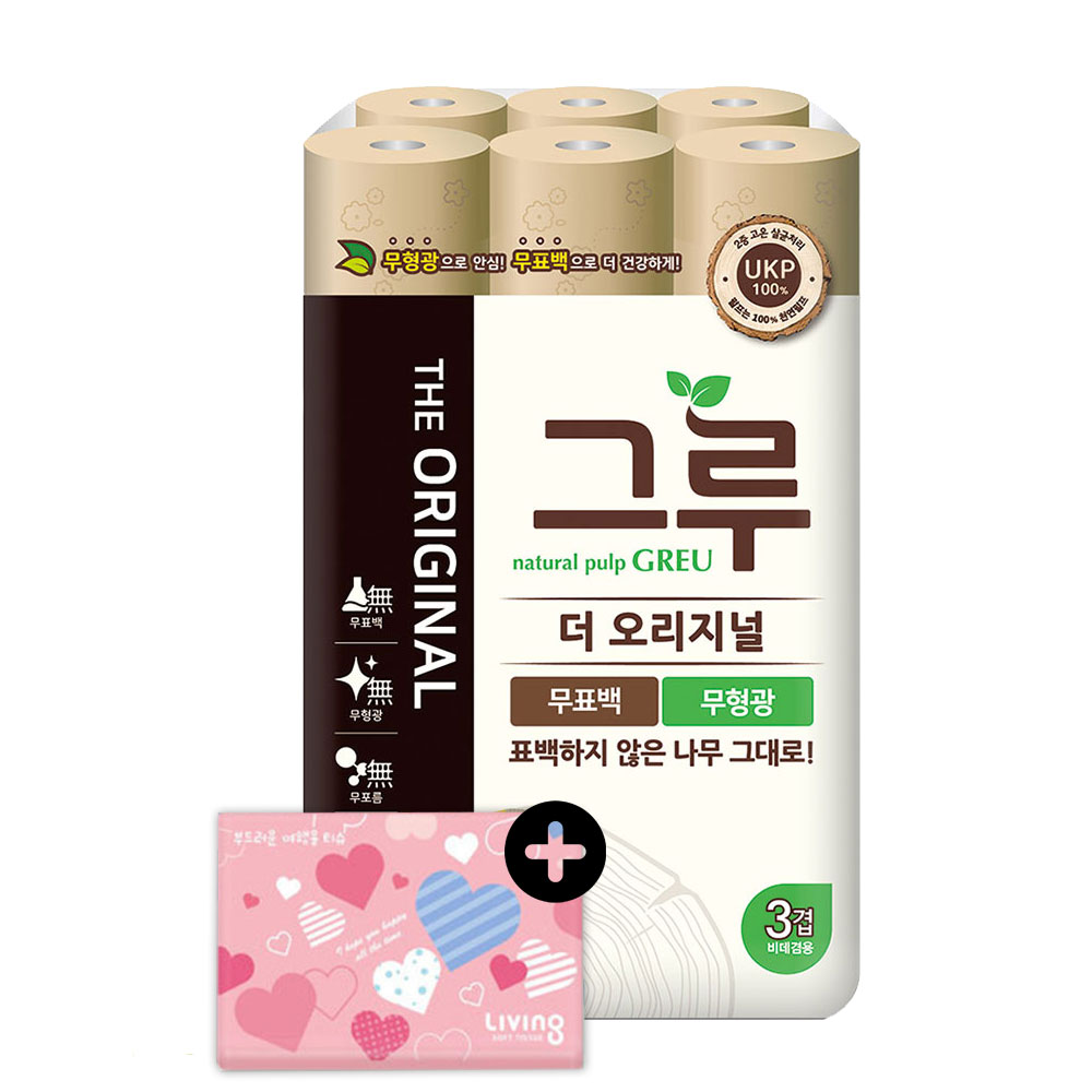 삼정 화장지 3겹 그루 오리지날 30m 30롤 1팩 + 여행용티슈 40매 1개 : 윤그린라이프