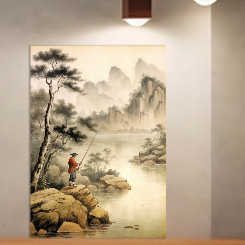 평온 어부 A3 29.7X42cm 캔버스 액자 어부도 - 상세 이미지 3