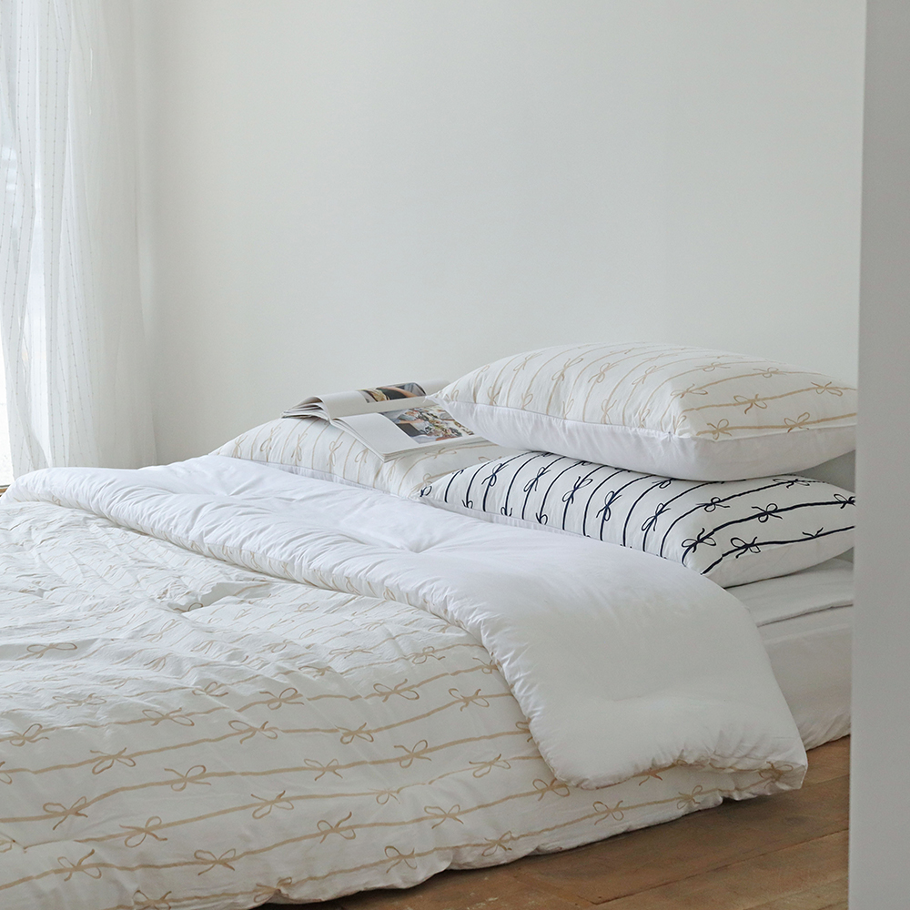 리본 고밀도 워싱 순면 알러지케어 먼지없는 사계절 차렵이불 SS