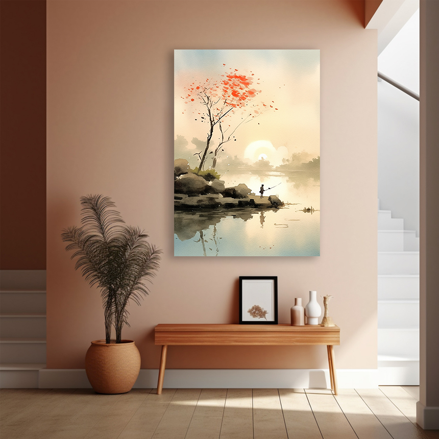 평온 어부 A3 29.7X42cm 캔버스 액자 어부도 - 상세 이미지 4