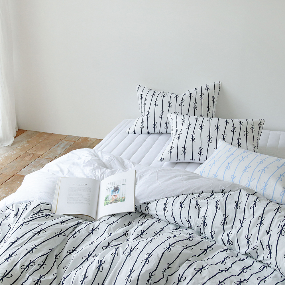 리본 고밀도 워싱 순면 알러지케어 먼지없는 사계절 차렵이불 SS