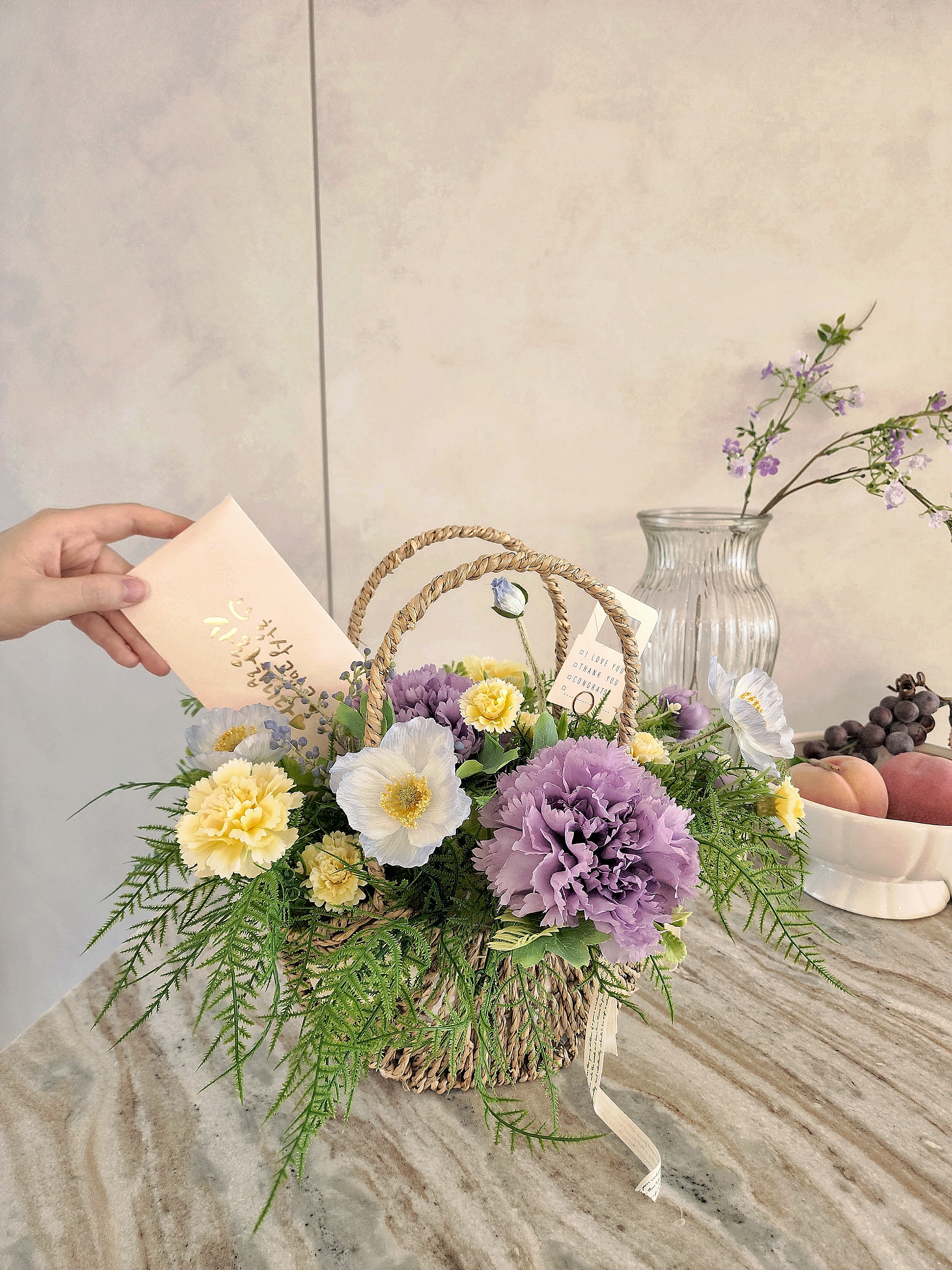 리얼 카네이션 바구니 세트 어버이날 꽃바구니 꽃다발 배달 생화 조화 용돈 감사 선물