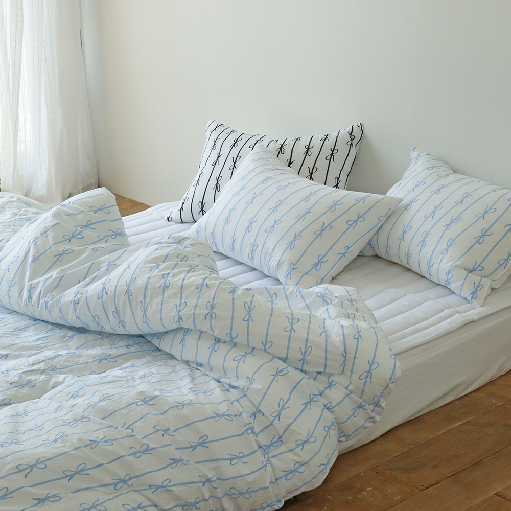 리본 고밀도 워싱 순면 알러지케어 먼지없는 사계절 차렵이불 SS