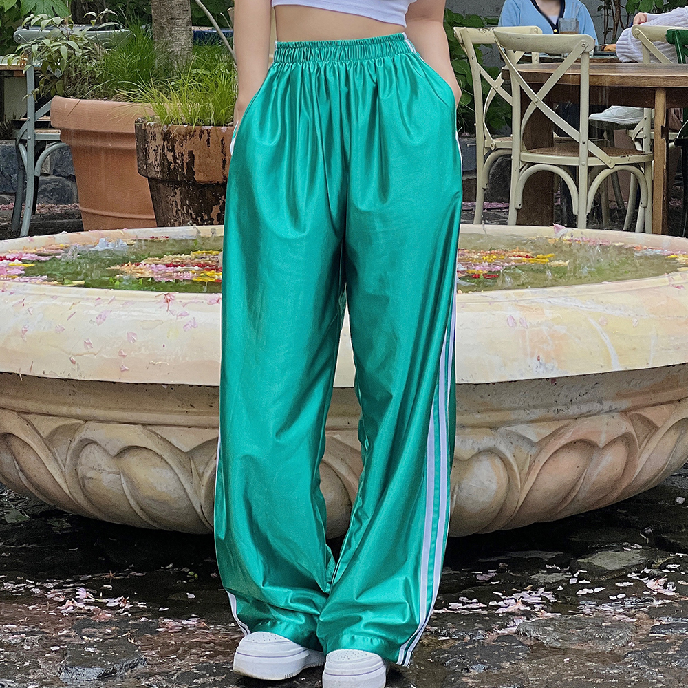 트랙 트레이닝 실버 메탈 실크 새틴 샤틴 밴딩 와이드팬츠 4color - 상세 이미지 3