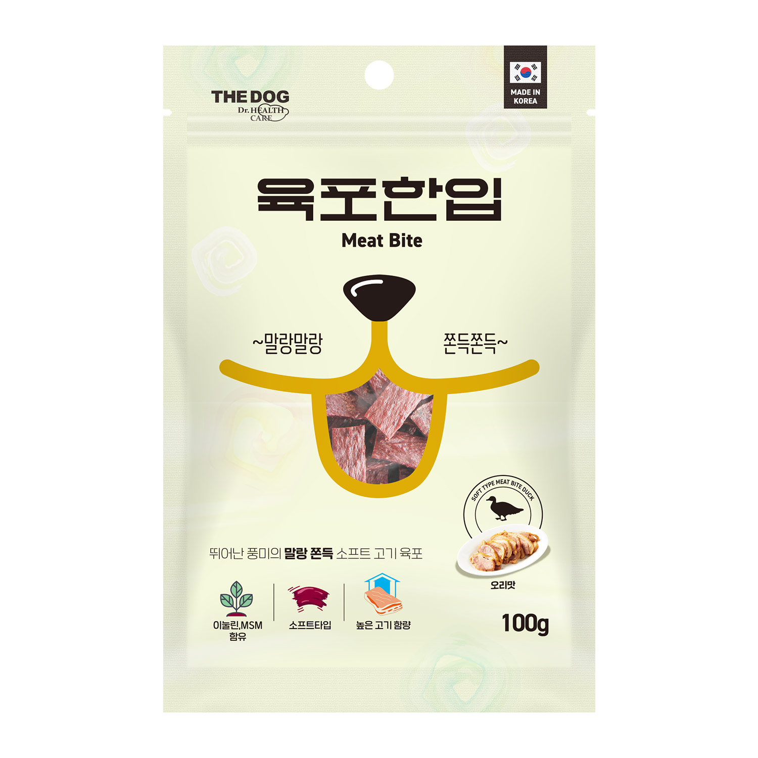 더독 육포한입 오리, 100g, 1개 - 메인 이미지