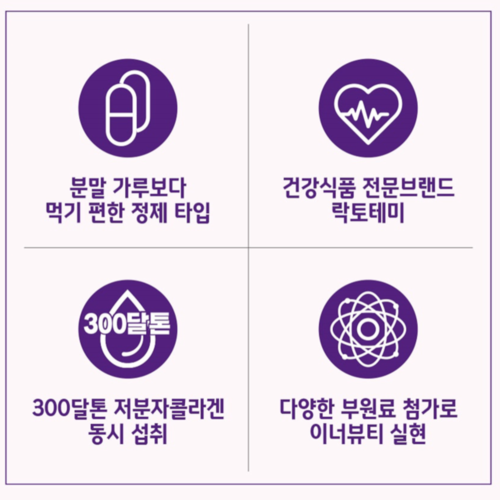 락토테미 3세대 말 엘라스틴 LN 플러스 60정 1개월 300달톤 피쉬콜라겐 히알루론산 - 상세 이미지 4