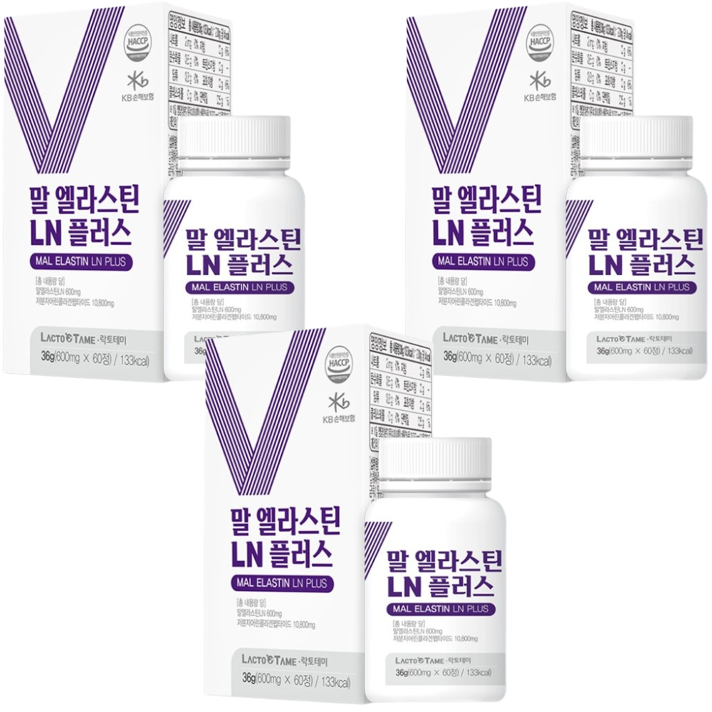락토테미 3세대 말 엘라스틴 LN 플러스 60정 3통 3개월 300달톤 콜라겐 히알루론산 - 상품 이미지