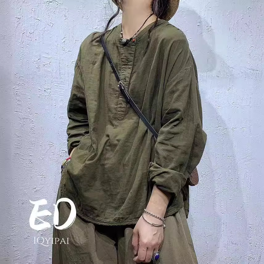 순면블라우스 아사면티셔츠 봄 가을 간절기 3515 - 상세 이미지 2