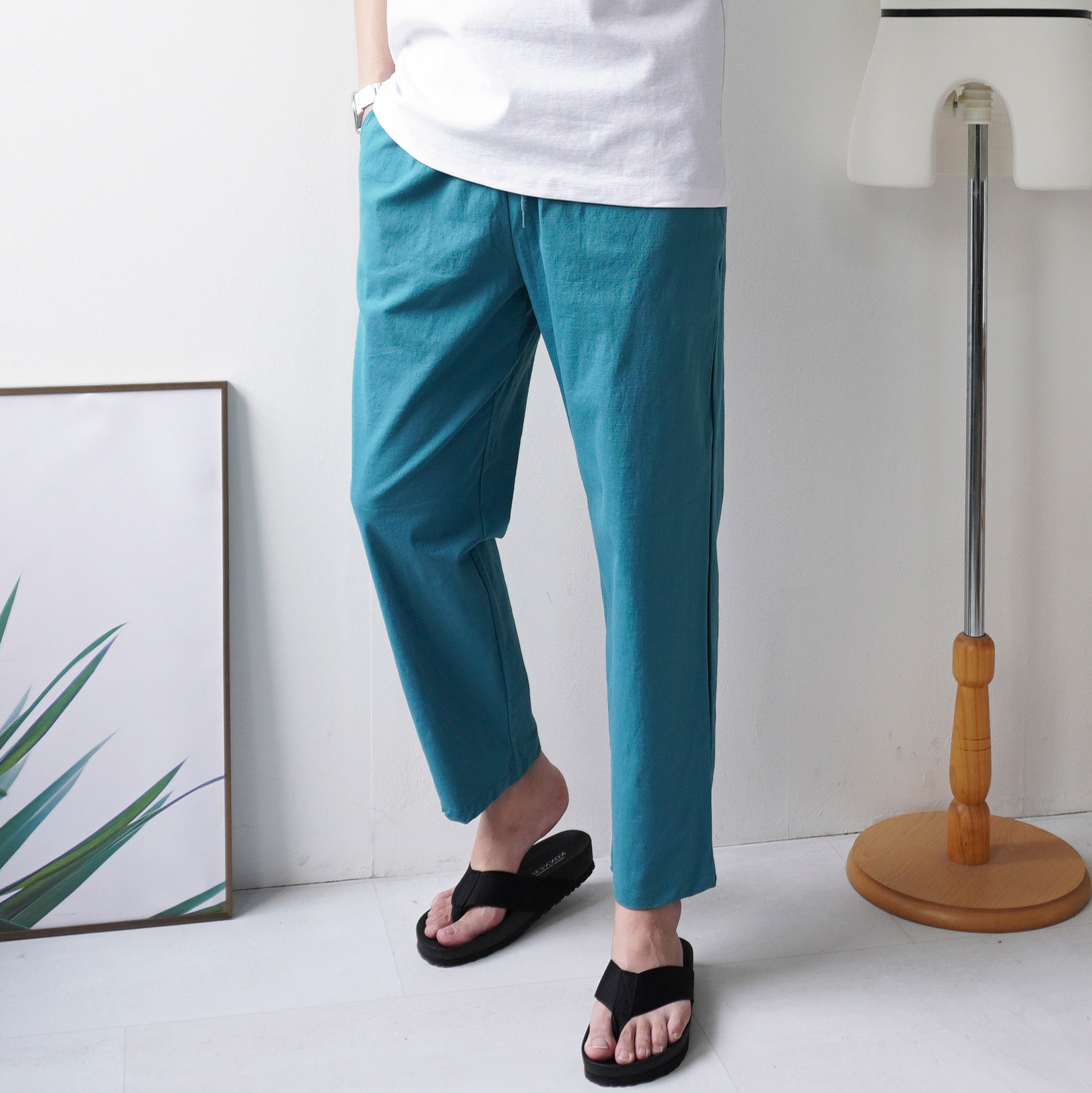 남자 린넨 스판 밴딩 와이드 팬츠 5color 이미지 1