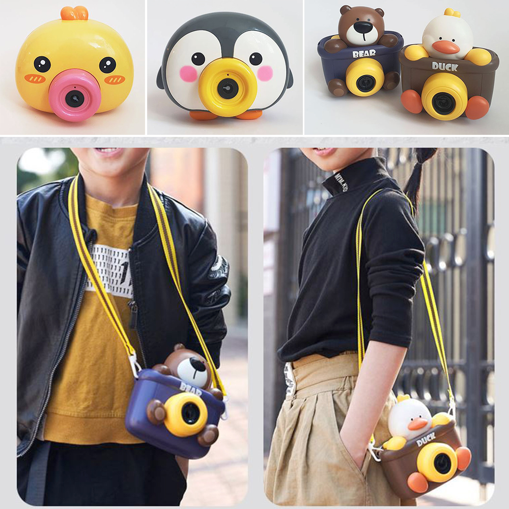 자동 멜로디 버블건 귀여운 어린이 비눗방울 램프 캐릭터 카메라