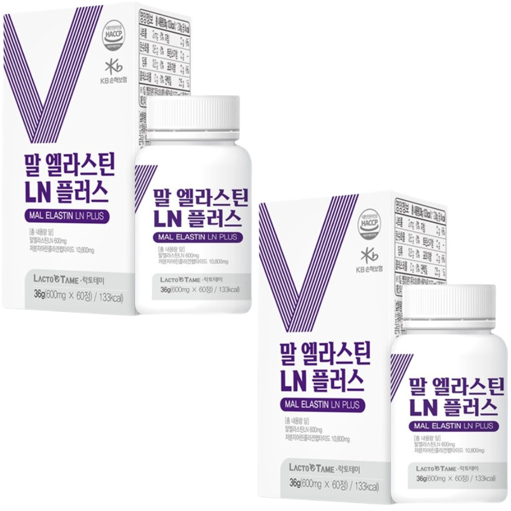 락토테미 3세대 말 엘라스틴 LN 플러스 60정 2통 2개월 300달톤 콜라겐 히알루론산 - 상품 이미지