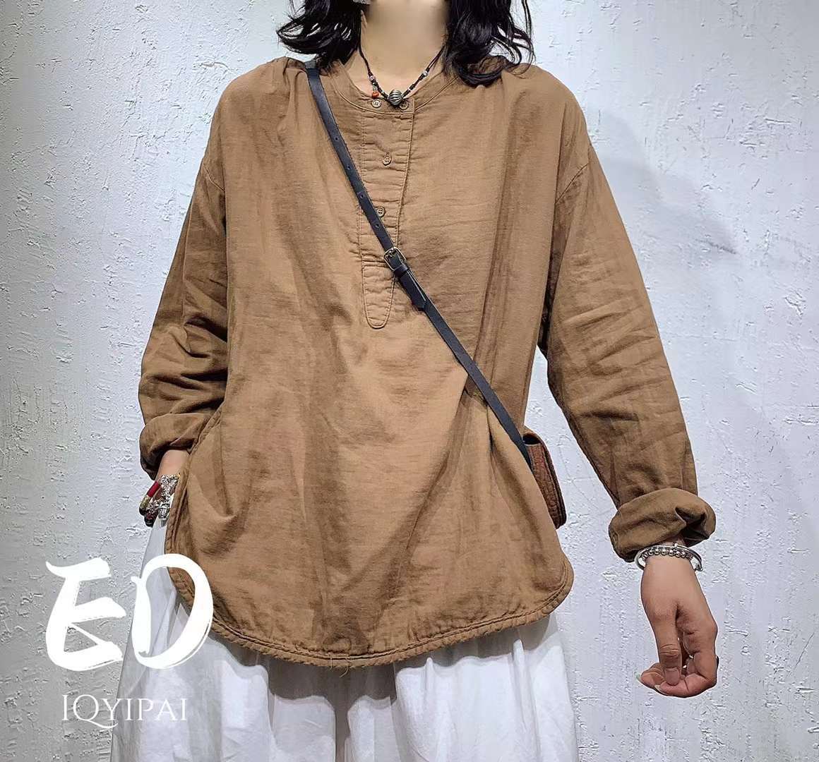 순면블라우스 아사면티셔츠 봄 가을 간절기 3515 - 상세 이미지 3