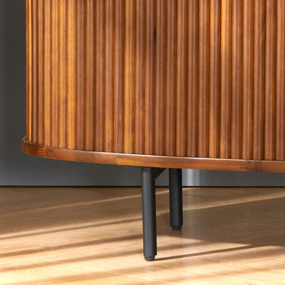 브릭스 원목 템바보드 거실장 티비다이 수납장 2000x440x475mm, 다크브라운