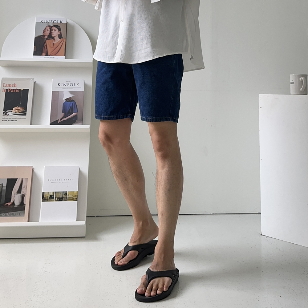 남자 반바지 빅사이즈 밴딩 데님 청 5부 반바지 - 상세 이미지 3