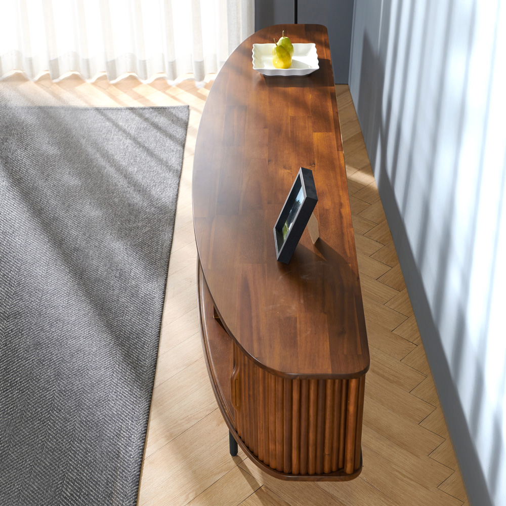 브릭스 원목 템바보드 거실장 티비다이 수납장 2000x440x475mm, 다크브라운