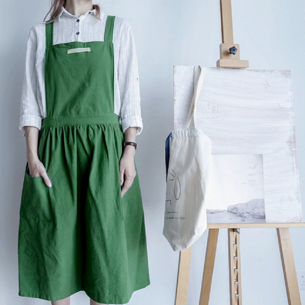 원피스 린넨 앞치마 어린이집 주방 카페 프릴 앞치마