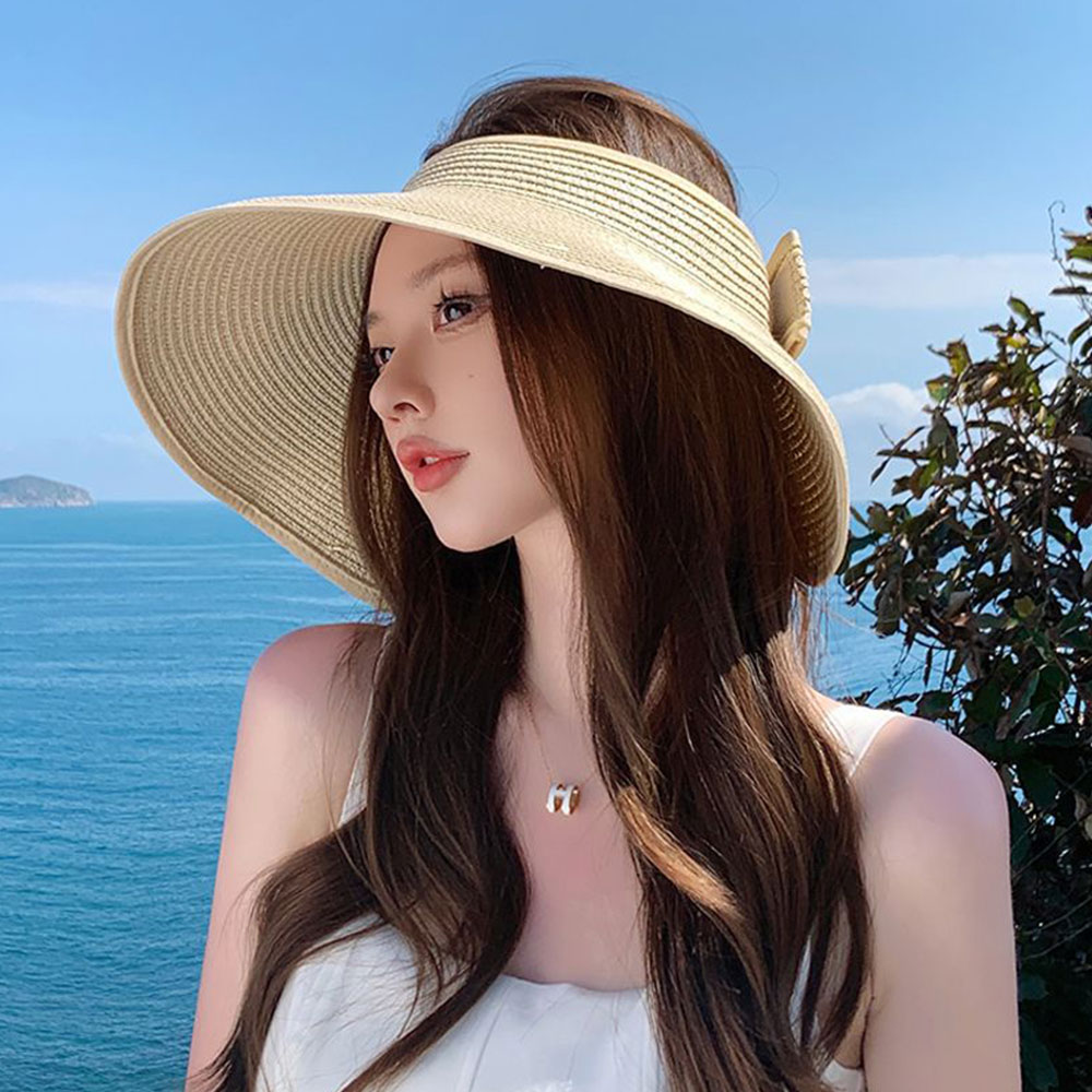 챙넓은 창 모자 농사용 일 모자 여름 썬캡 돌돌이 라피아 모자 햇빛 차단 햇볕가리개 - 상세 이미지 4