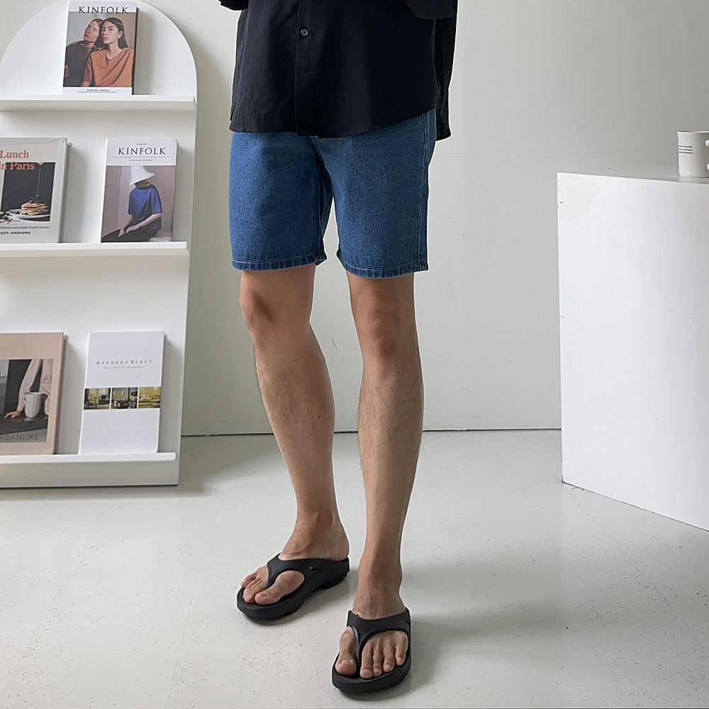 남자 반바지 빅사이즈 밴딩 데님 청 5부 반바지 - 상세 이미지 5