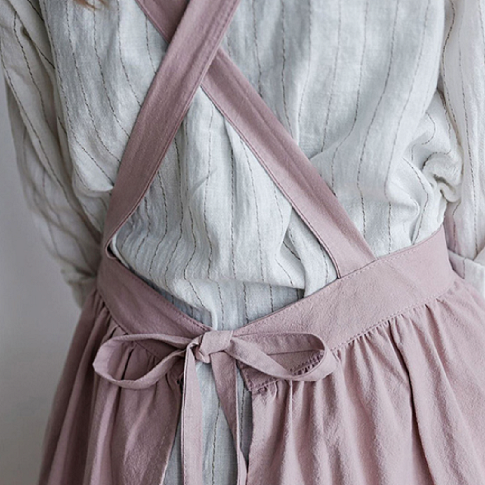 원피스 린넨 앞치마 어린이집 주방 카페 프릴 앞치마