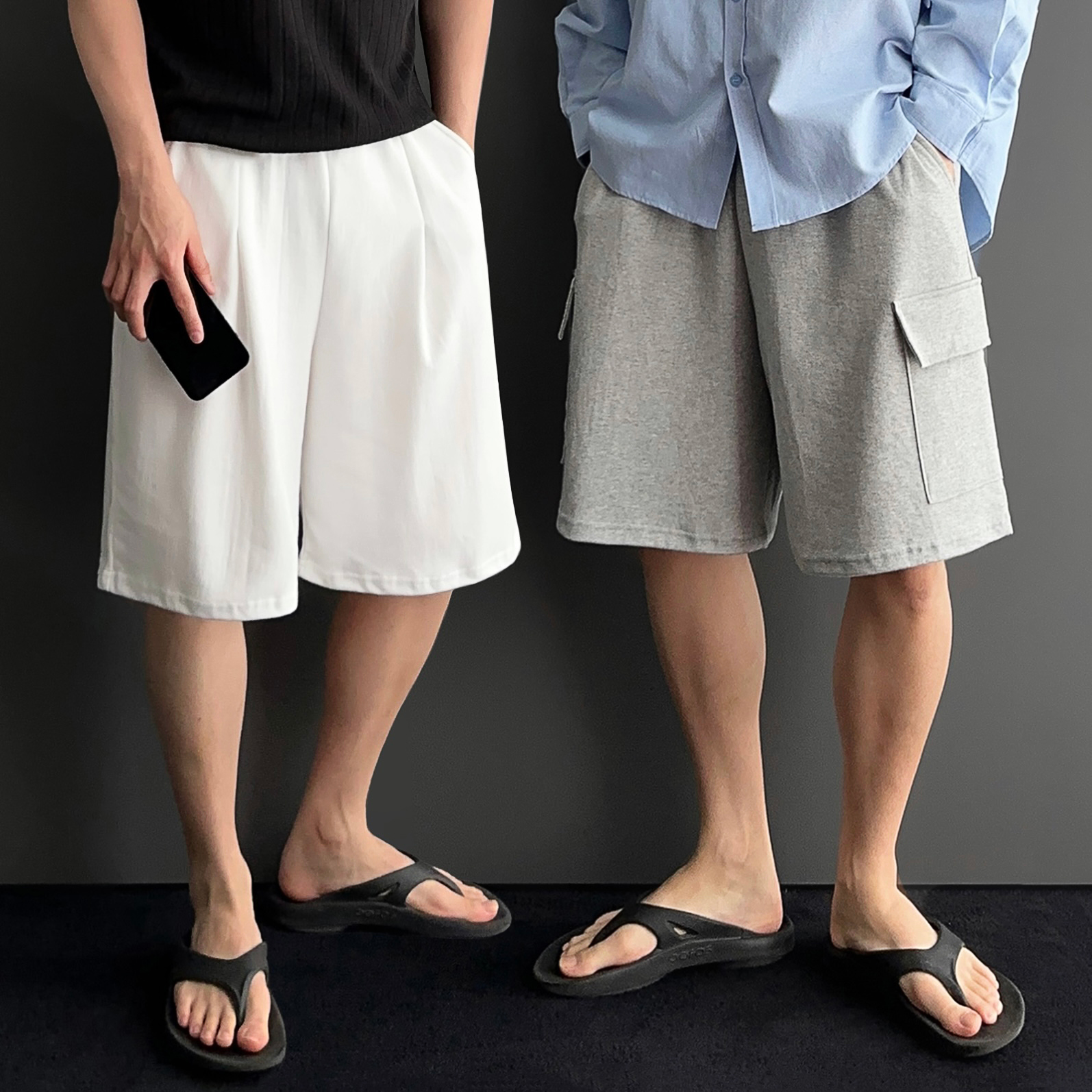 남자버뮤다팬츠 남자와이드반바지 6부반바지 - 상품 이미지