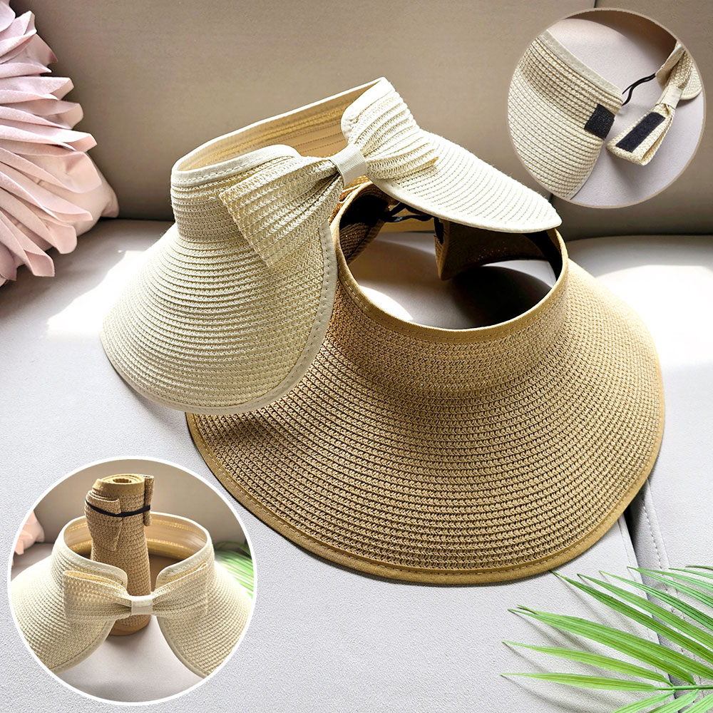 챙넓은 창 모자 농사용 일 모자 여름 썬캡 돌돌이 라피아 모자 햇빛 차단 햇볕가리개