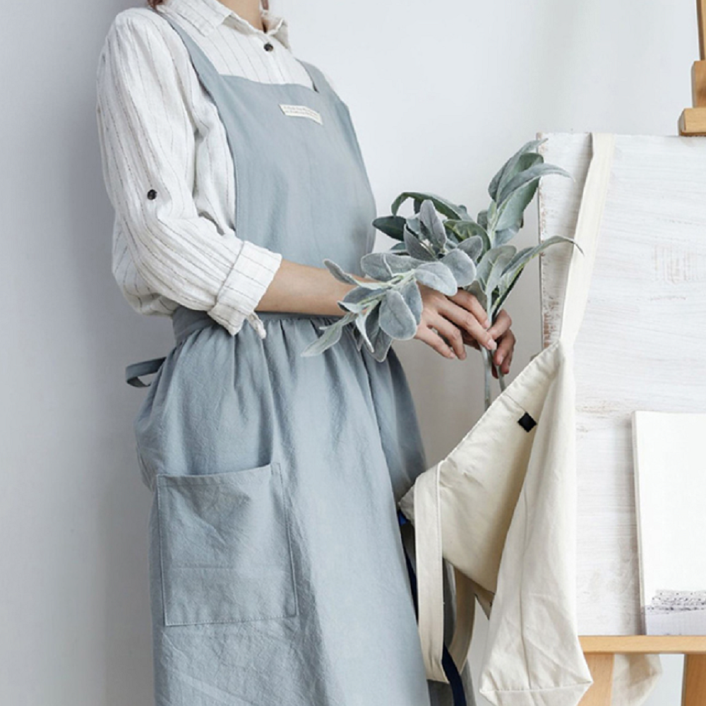 원피스 린넨 앞치마 어린이집 주방 카페 프릴 앞치마