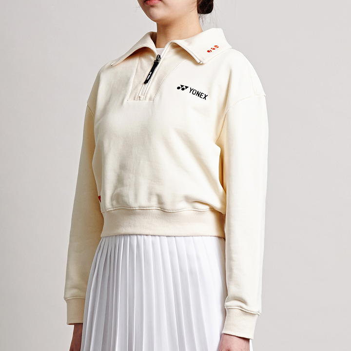 요넥스 245TL005F 테니스 의류 크림 크롭 하프집업 맨투맨 여성용 24SS - 상세 이미지 4