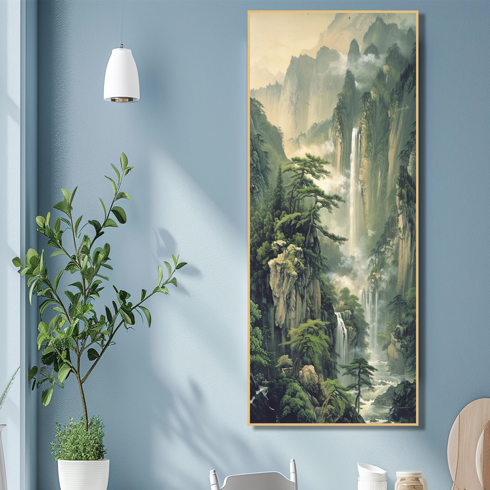 소나무 폭포 60x150cm 무광화이트 알루미늄 액자 대형그림 - 상세 이미지 2