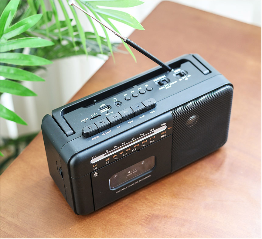 FM AM 라디오 클래식 레트로 아날로그 SD TF 음원 USB 포터블 카세트 플레이어 - 상세 이미지 4