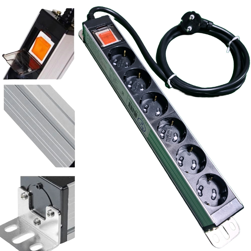 국산 현대 멀티탭 6구 1.5M 과부하차단 접지 알루미늄 16A 고용량 멀티 콘센트