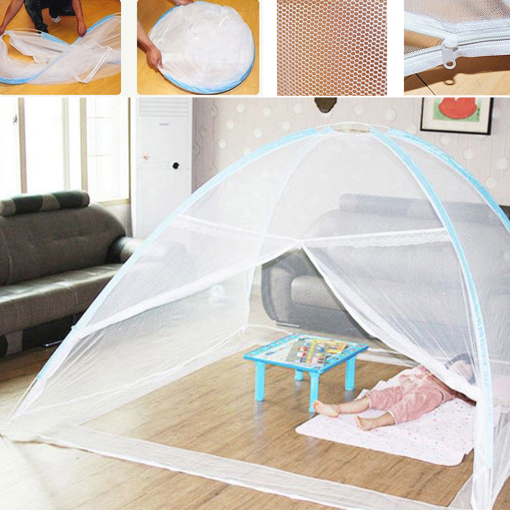 초간단 원터치 모기장 간편설치 이중지퍼 고정밴드 거실 돔형