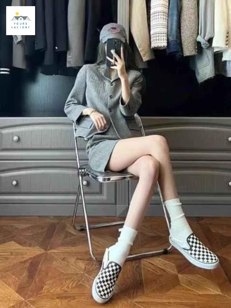 코트 트위드 여성 핫팬츠 세트 투피스 자켓 정장 고급 반바지 체크 미니 여자 - 상품 이미지