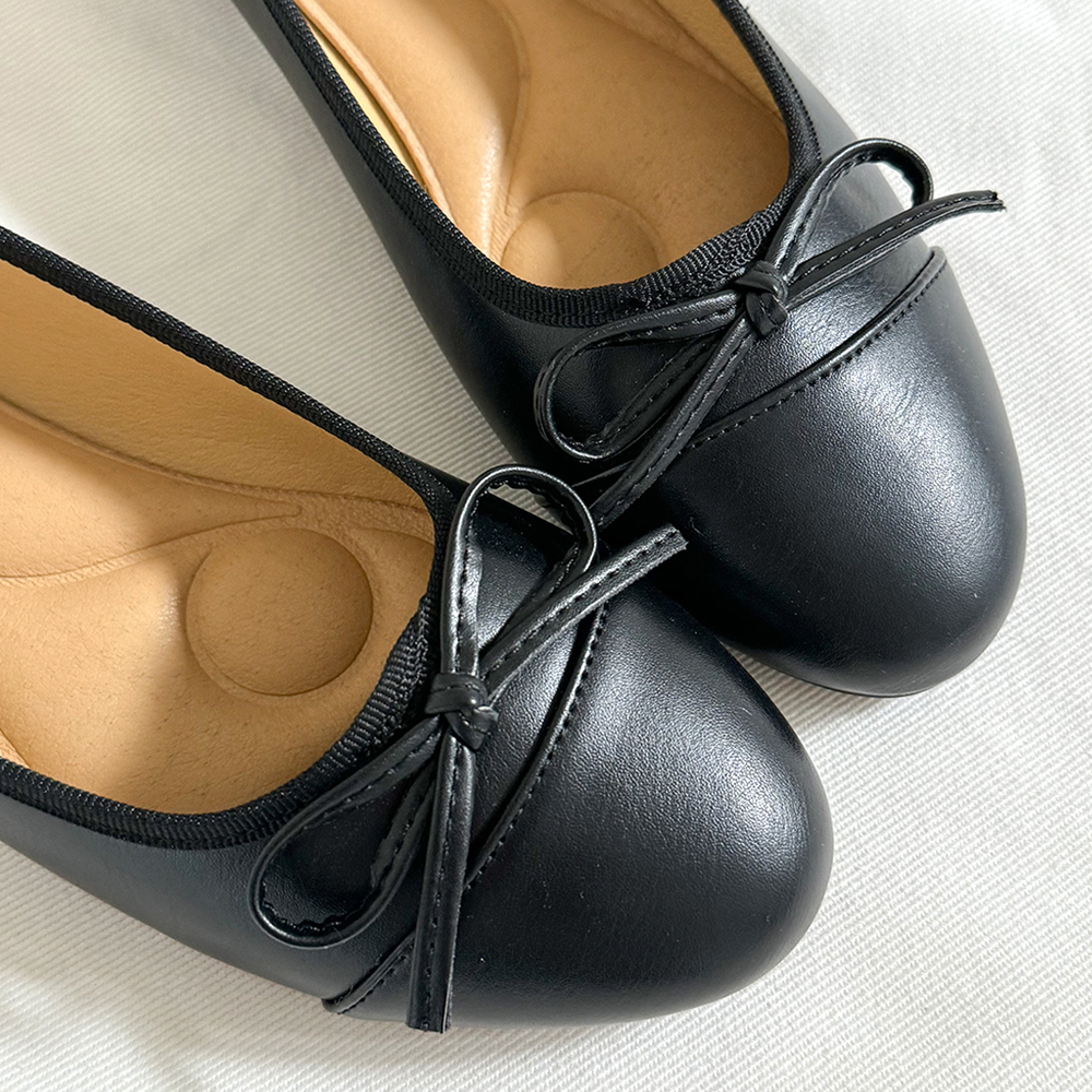 배색 리본 플랫슈즈 투톤 발편한 발레리나 플렛슈즈 하객 임산부 신발