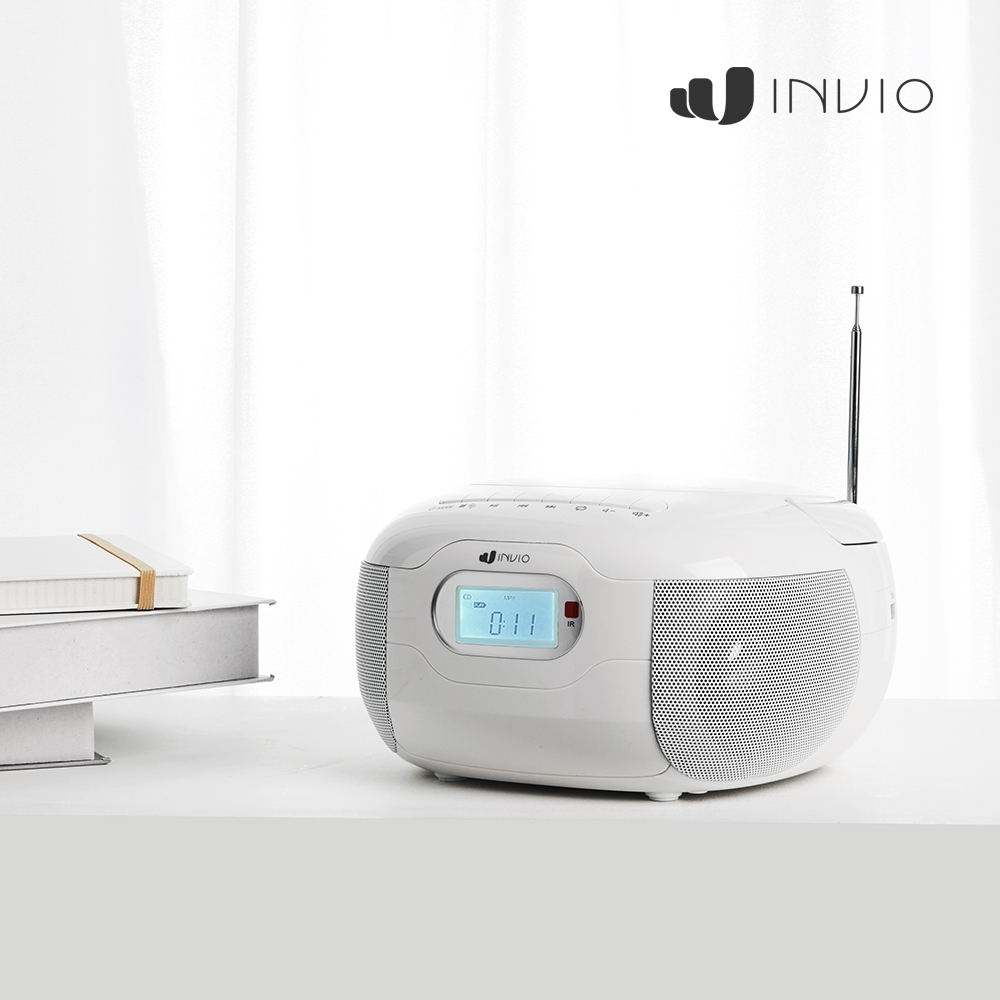 인비오 블루투스 CD플레이어 레트로 휴대용 미니 아기 씨디플레이어 라디오 CD-700BT